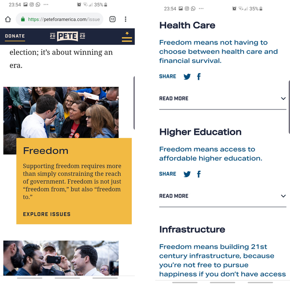 Pete Buttigieg's issues page